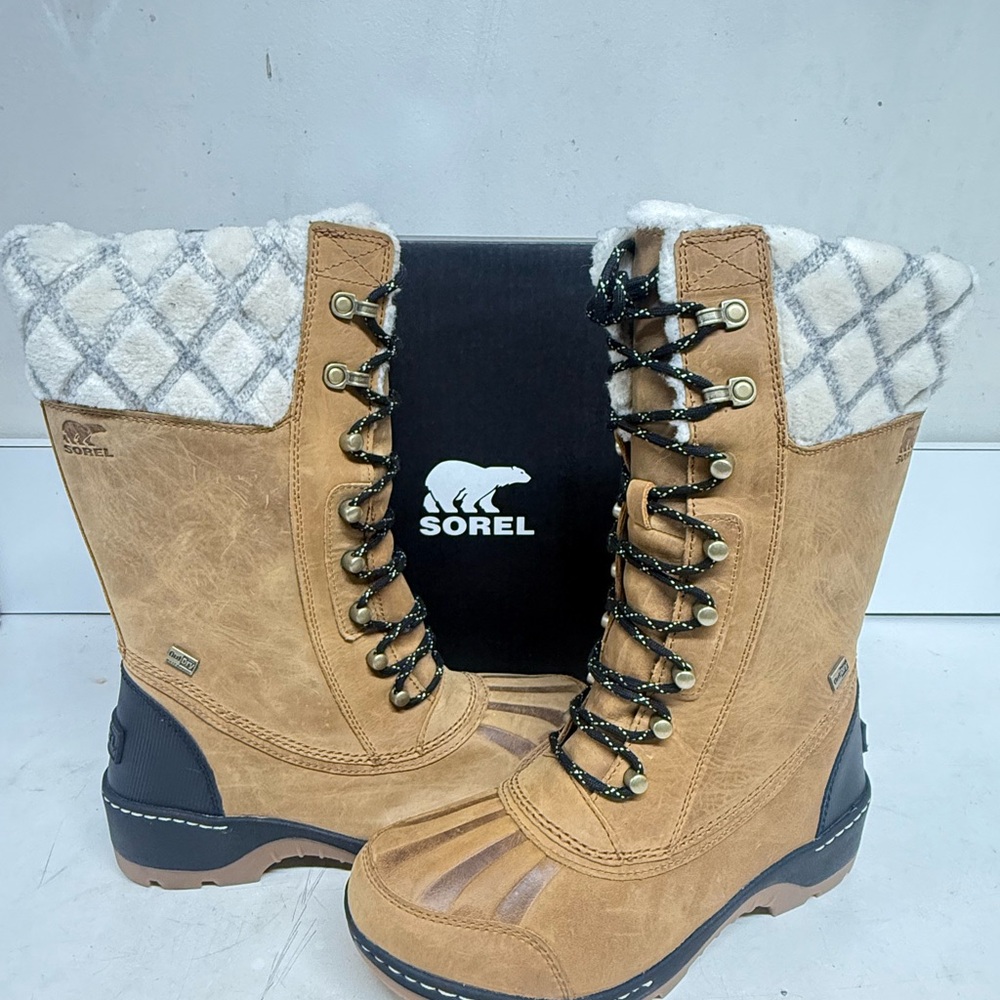 Sorel Brown and Cream Winter Boots with Fur Trim